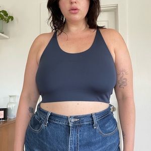 Girlfriend Collective Midnight Blue Topanga Halter Bra Crop Top - XXL